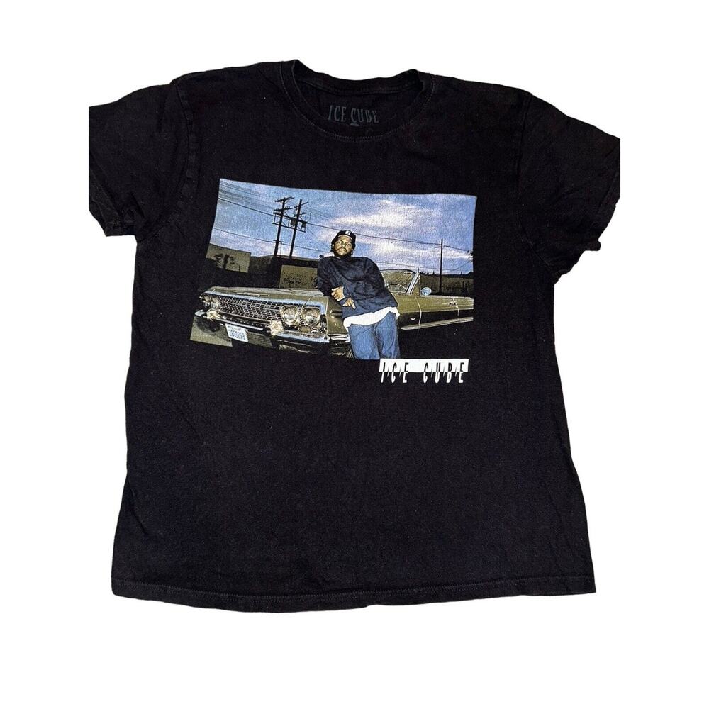 Ice Cube T-Shirt Mens Size L Black Ice Cube Graphic Crew Short Sleeve‎ Shirt